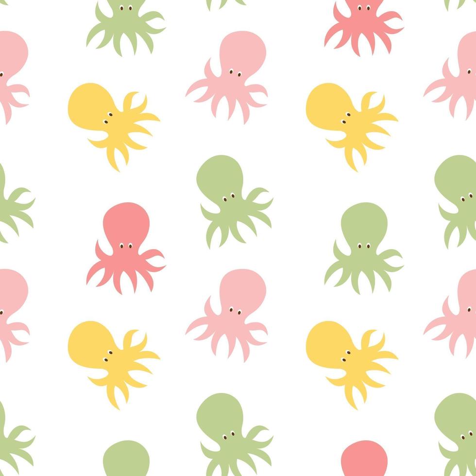 Little cute octopus seamless pattern background. Vector Illustration