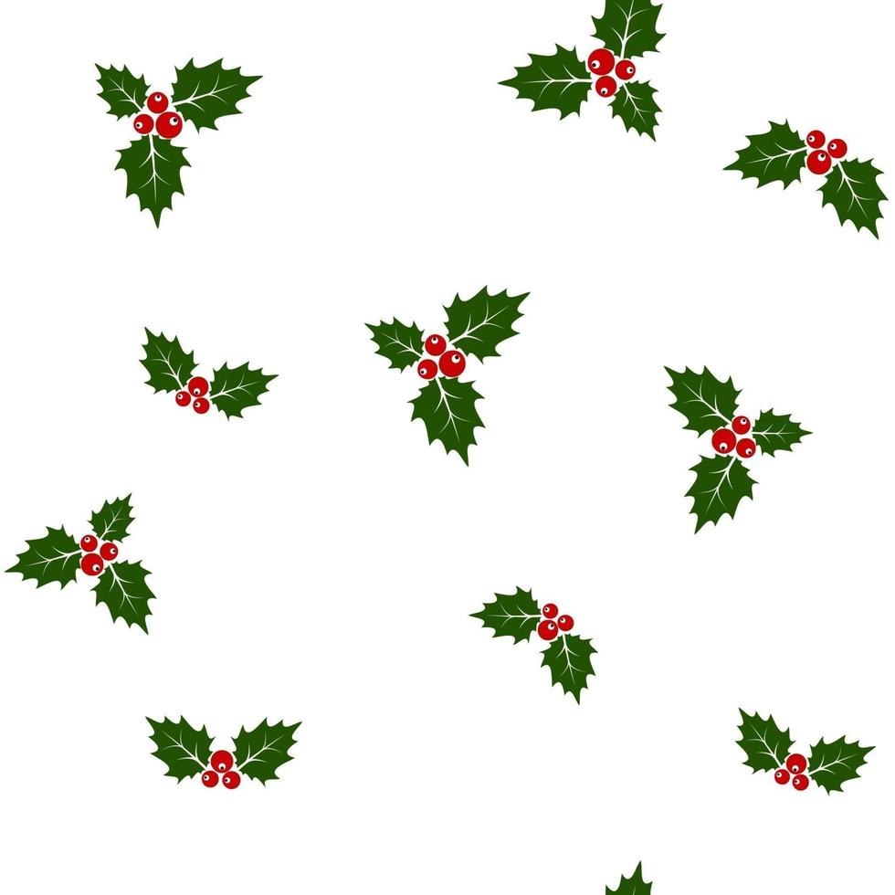 Christmas Holly Berry Seamless Pattern Background. Vector illustration EPS10