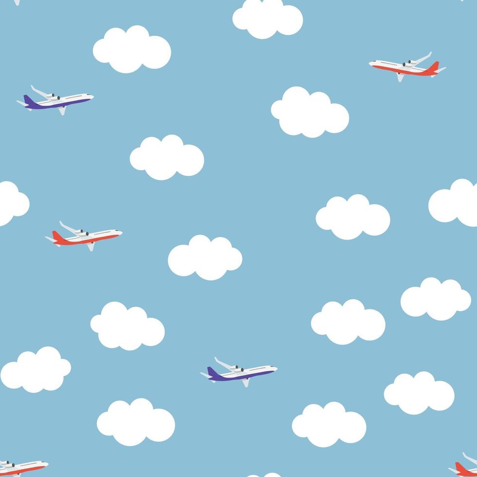 vuelo avión y nubes de fondo transparente. ilustración vectorial vector
