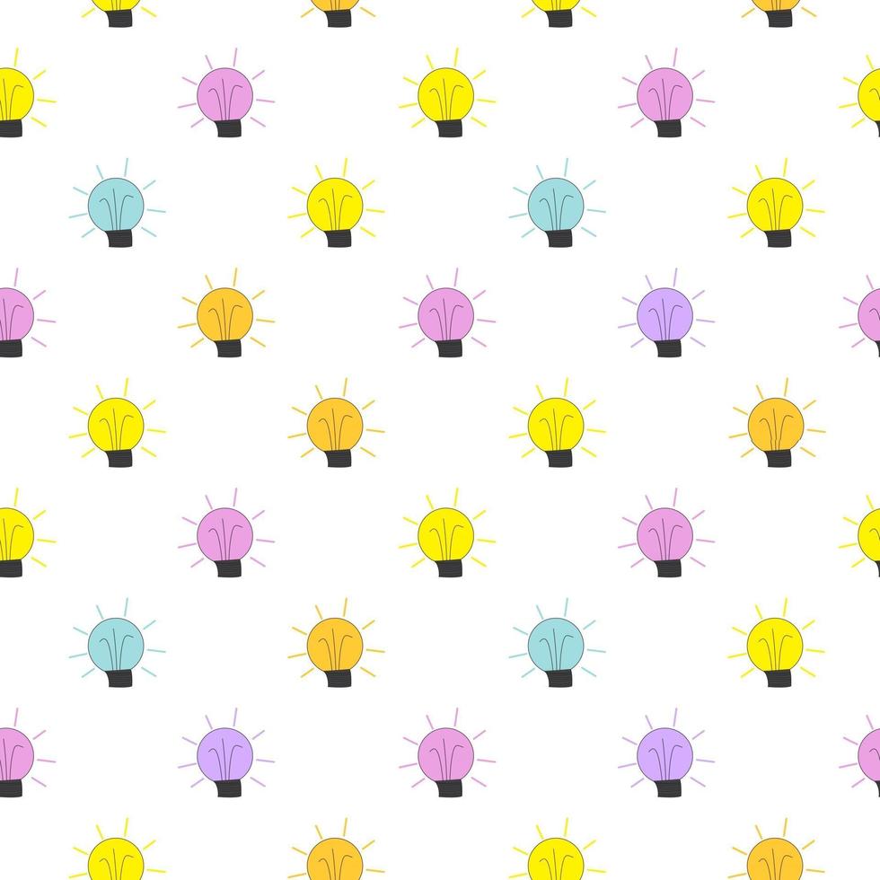Light Bulb Seamless Pattern Background Vector Illustration