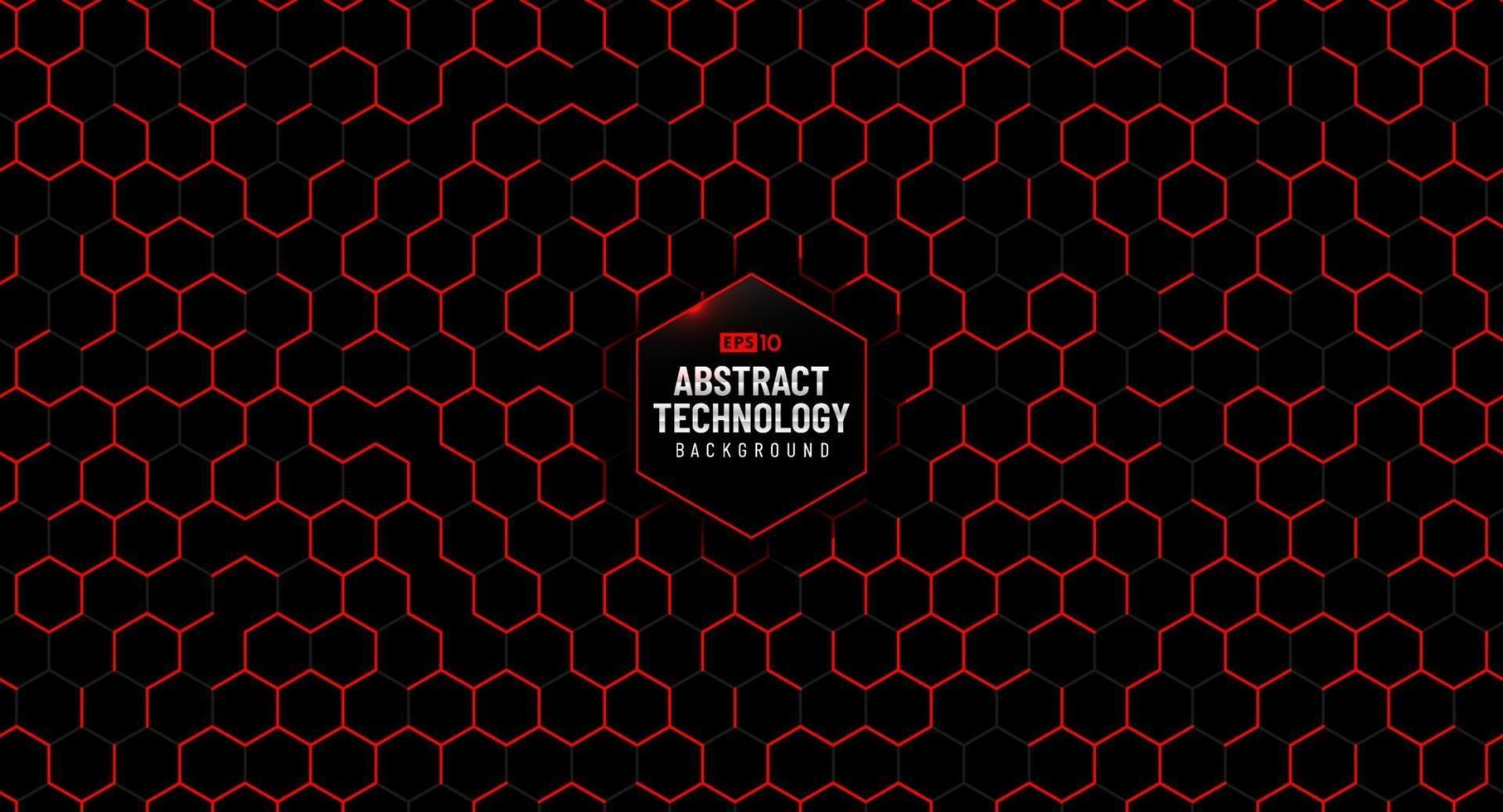 Abstract red hexagon pattern on black background. Modern lines square mesh. Simple flat geometric design. You can use for cover, poster, banner web, flyer, Landing page, Print ad. vector