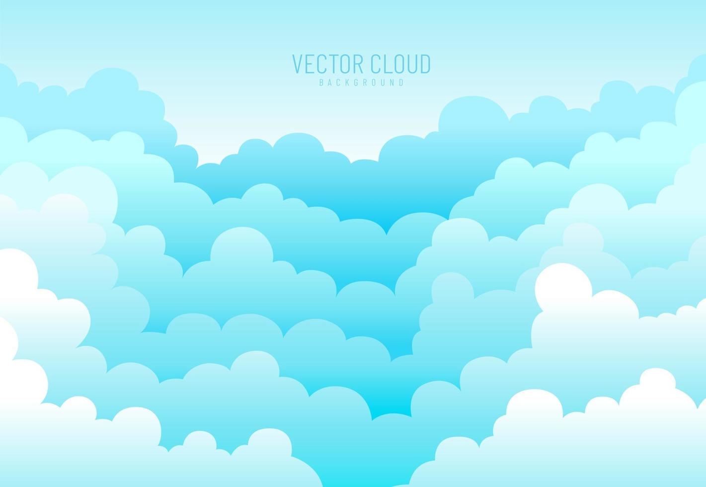 Abstract soft blue sky with white clouds background in paper cut style. Border of clouds. Simple cartoon design. Flat style vector illustration.