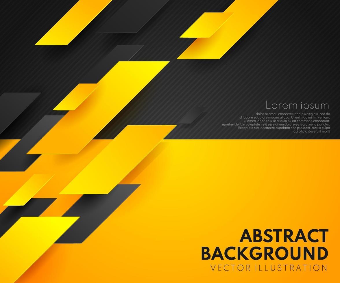 Abstract yellow orange and black contrast background.Tech futuristic corporate design. Geometric illustration for brochures, flyers, web graphic design. vector