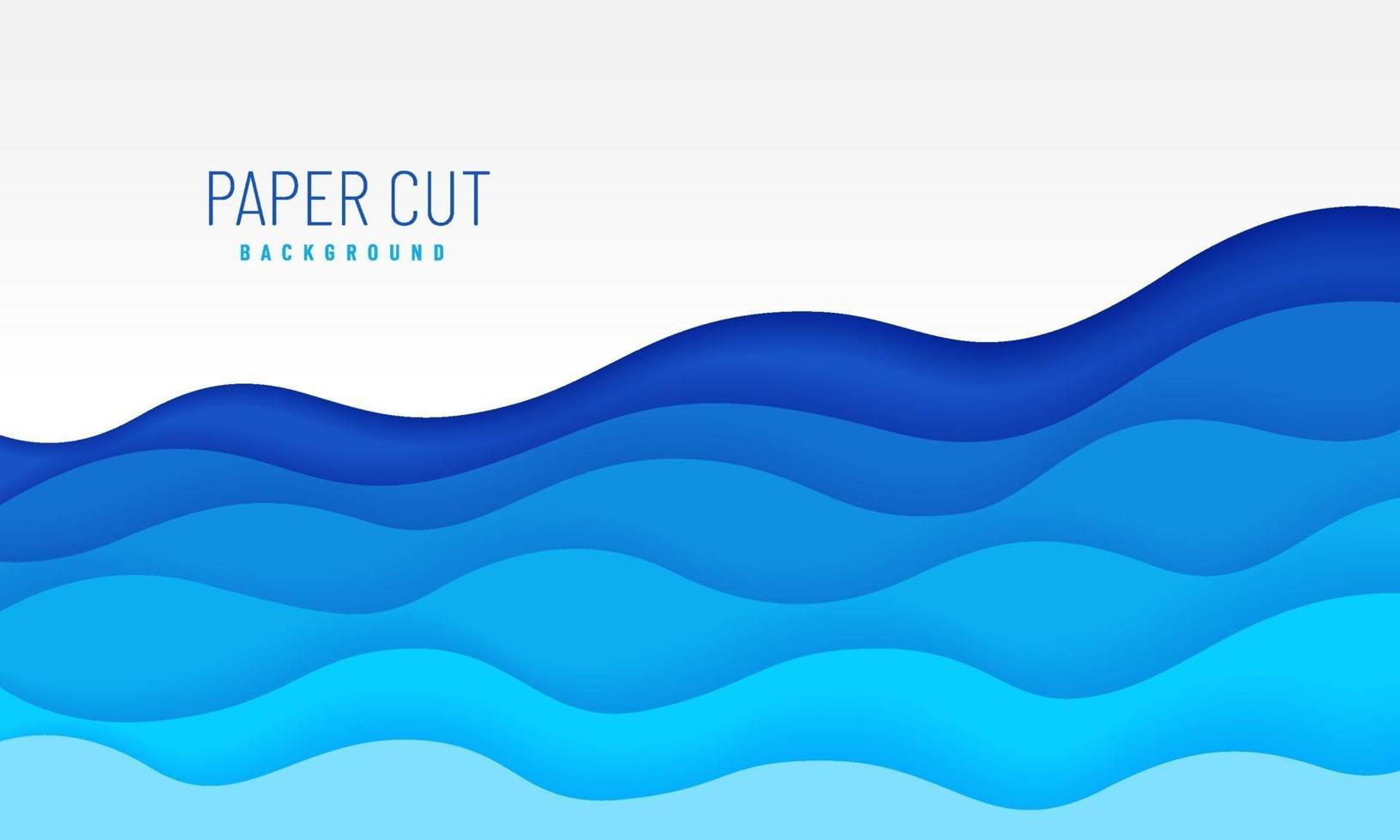 Blue and white paper cut background with text space or copy space. Simple blue paper cut background. Abstract banner design. Vector illustration