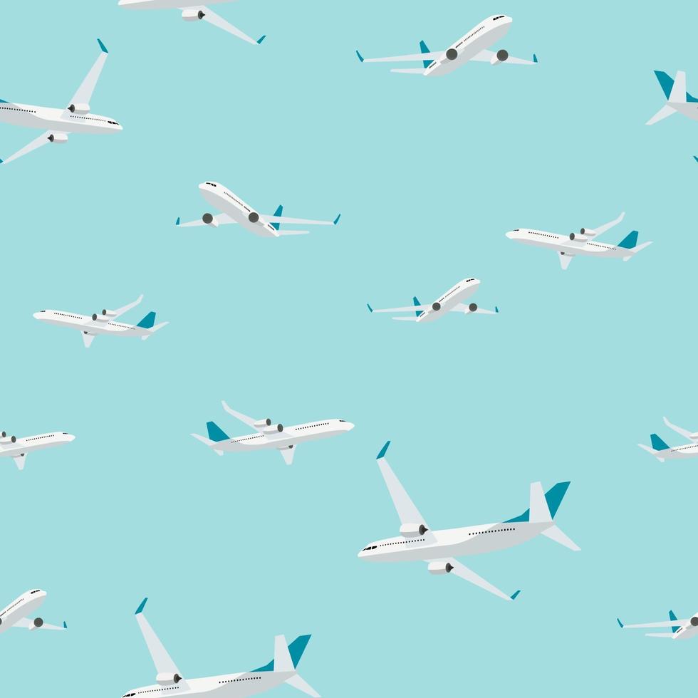 Flying airplane seamless pattern background. Vector Illustration