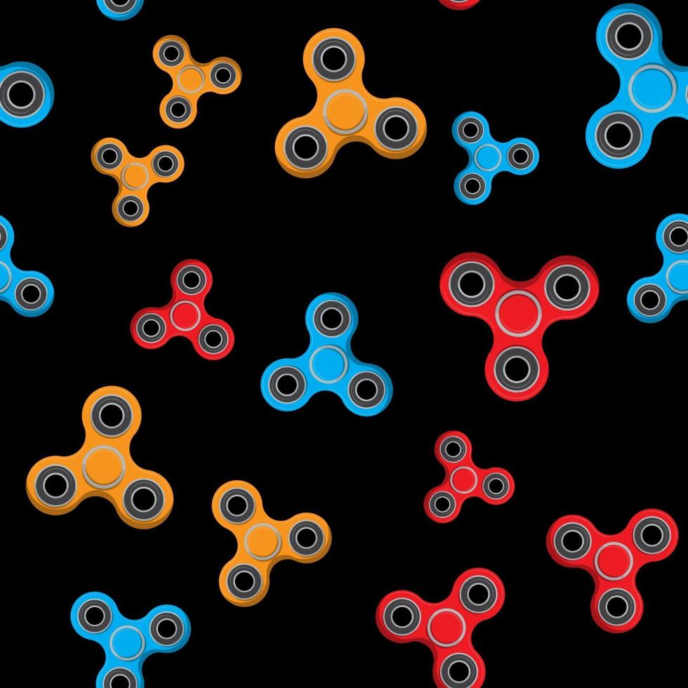 Spinner, popular anti-stress toy seamless pattern background. Vector Illustration