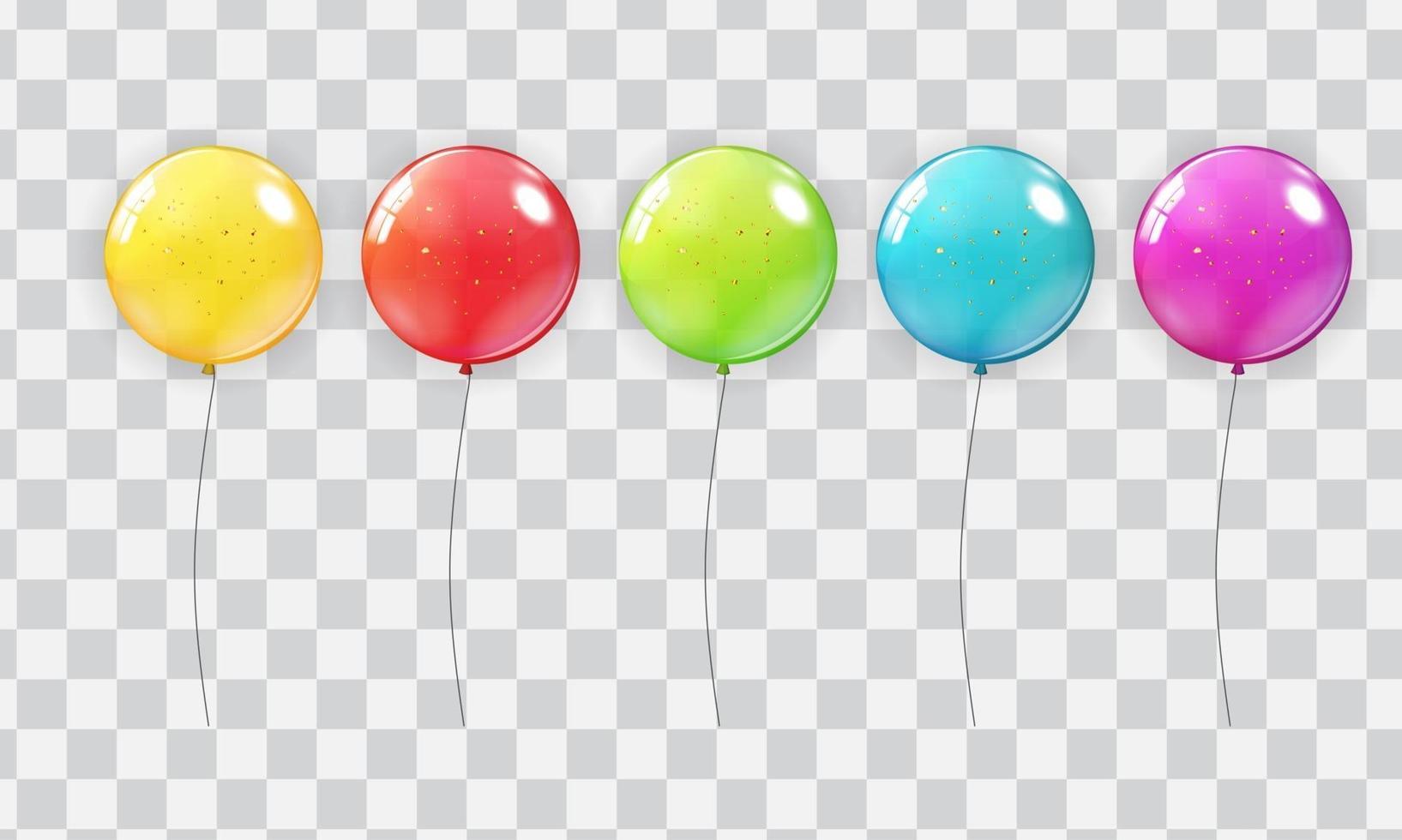 Realistic Balloon Collection Set Isolated on Transparent Background. Vector Illustration