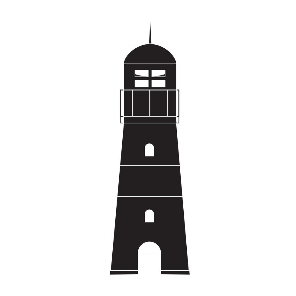 Searchlight Lighthouse towers for marine navigation of ships icon. Vector Illustration