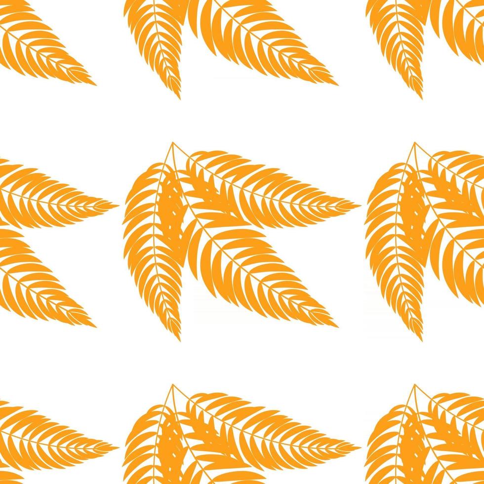 Color seamless pattern of flat abstract isolated orange leaf curving in different directions vector
