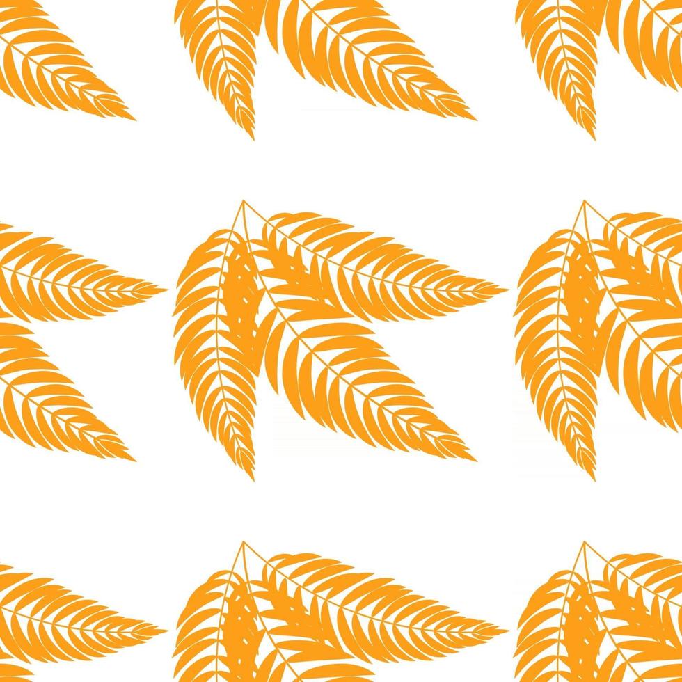 Color seamless pattern of flat abstract isolated orange leaf curving in different directions vector