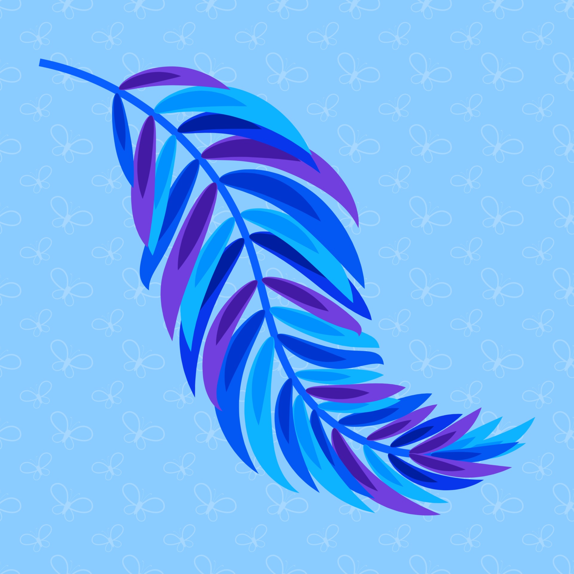 Flat color abstract silhouette of a leaf on blue background 2730834 ...