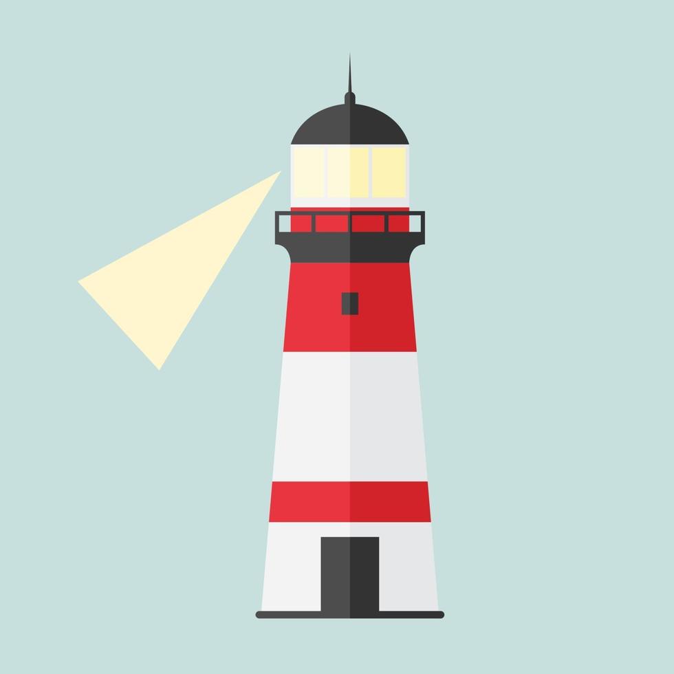 Searchlight Lighthouse towers for marine navigation of ships icon. Vector Illustration