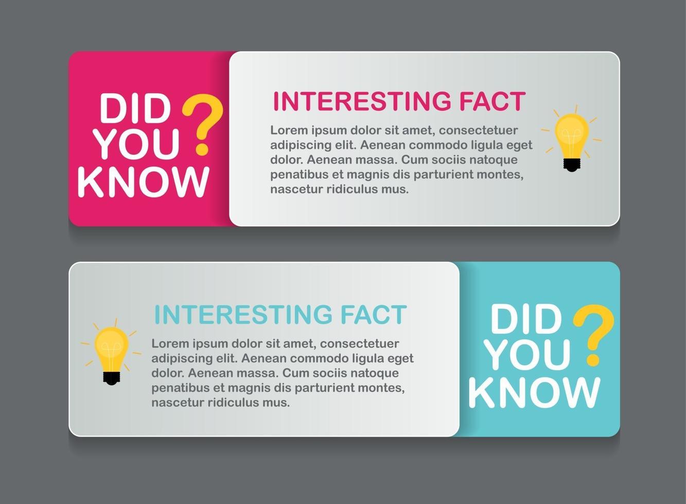 Did you know interesting fact label sticker set. Vector Illustration