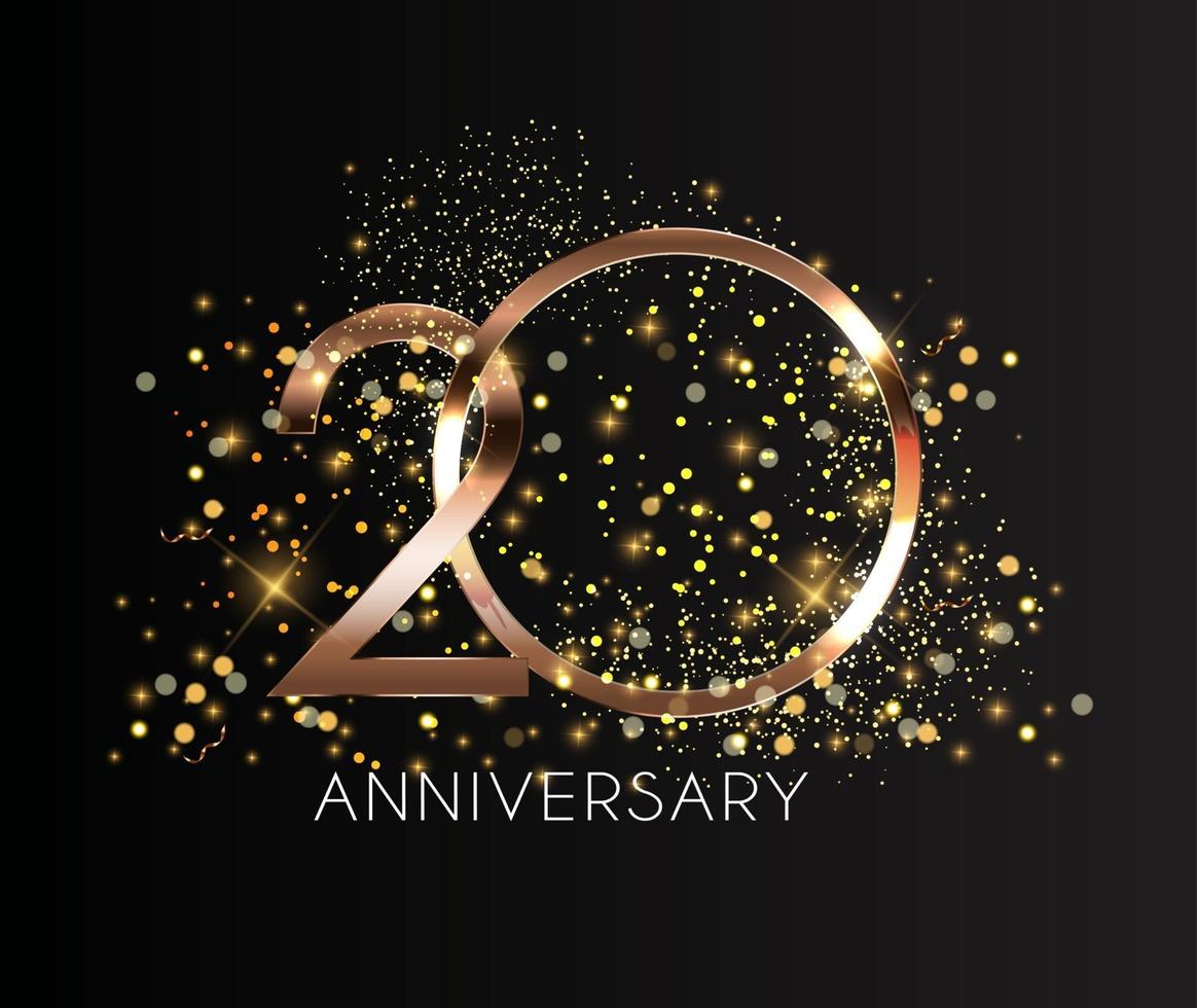 20 Years Anniversary Golden Template Vector Illustration