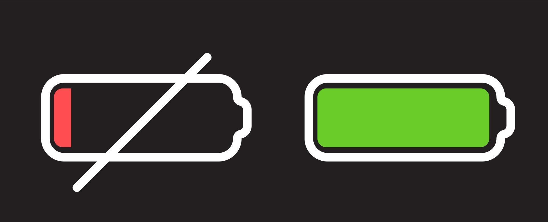 Battery Icon isolated on black. Vector Illustration