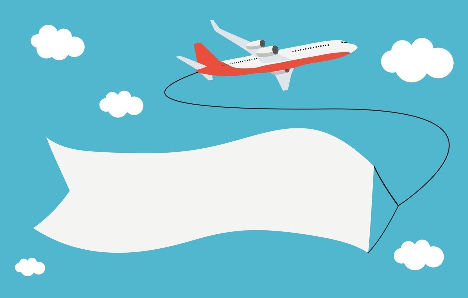 Flying airplane with place for text. Vector Illustration