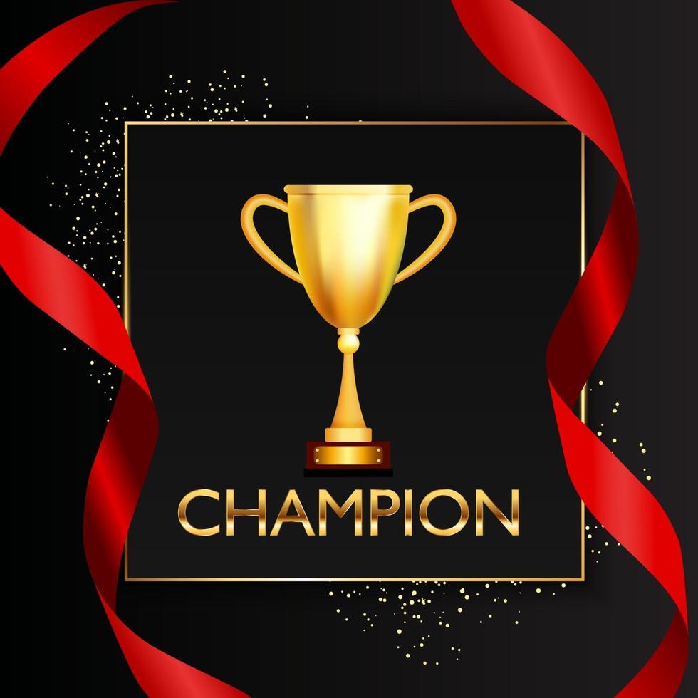 Champion Background with Winner trophy gold cup. Vector Illustration