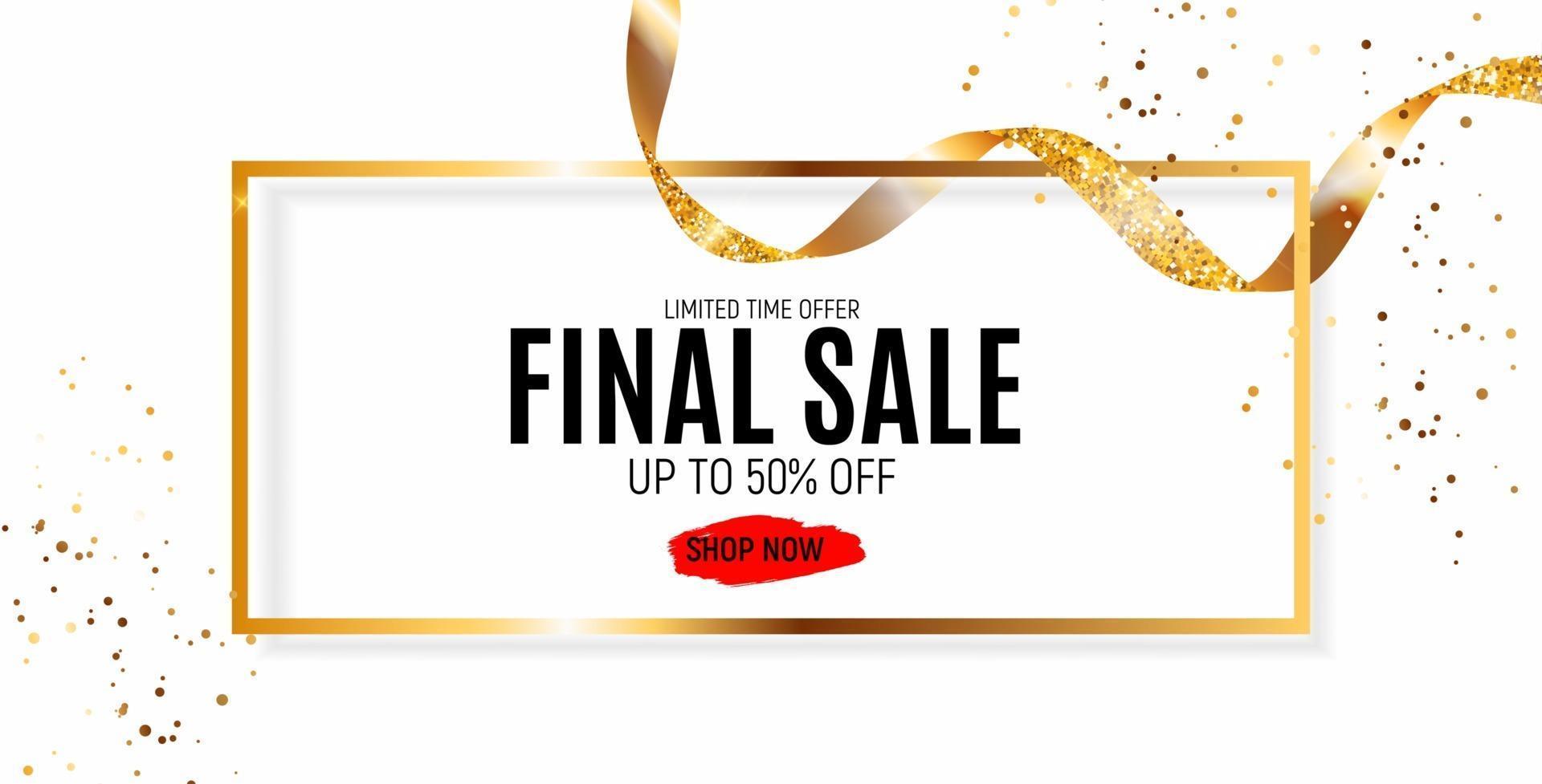 Final Sale Banner Template with Ribbon. Vector Illustration