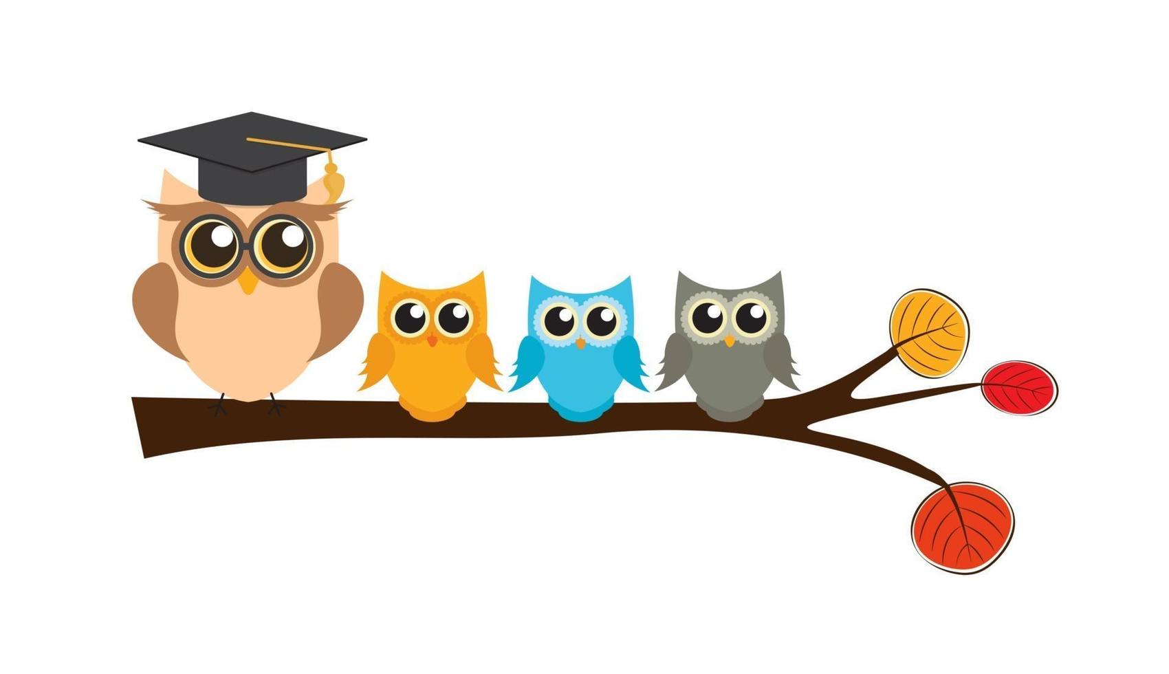 Owl Teacher Education Concept Template. Vector Illustration