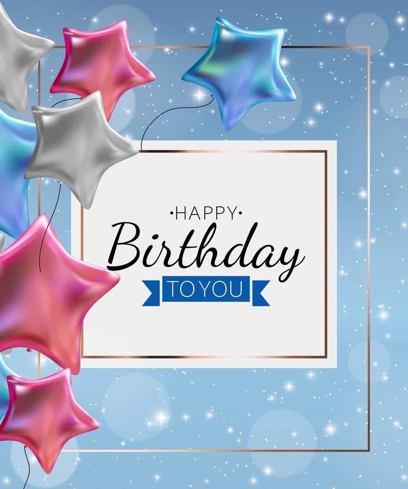 Birthday invitation background with balloons. Vector Illustration