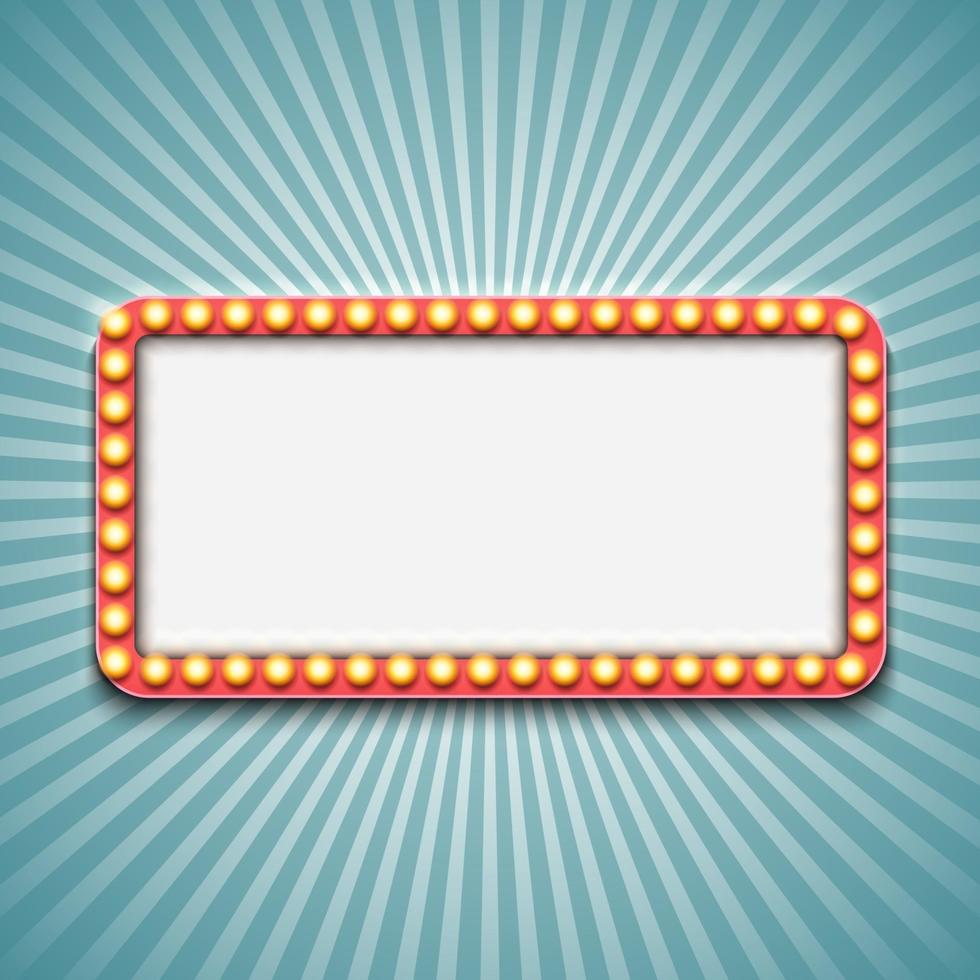 Vintage 3d light retro frame. Vector Illustration