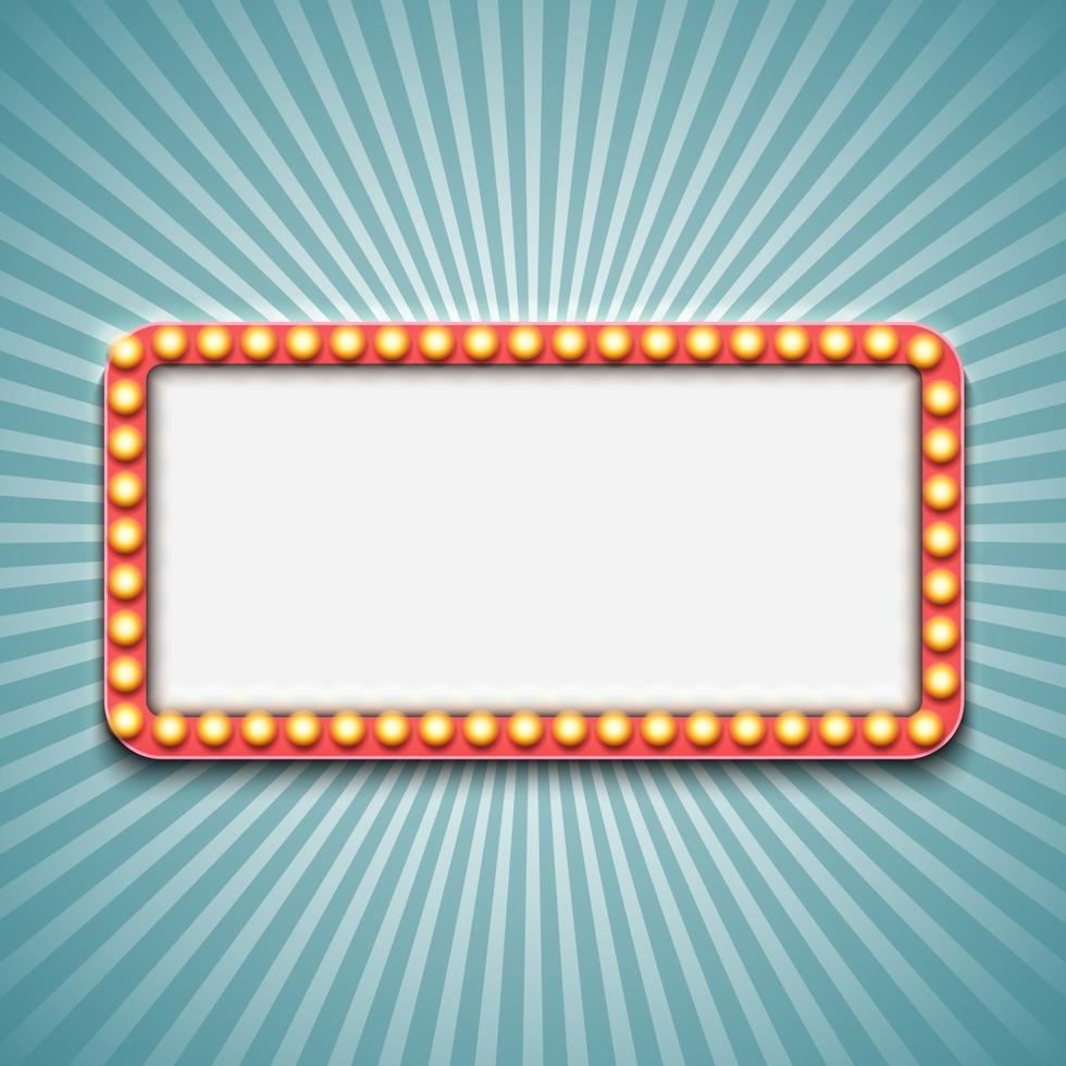 Vintage 3d light retro frame. Vector Illustration