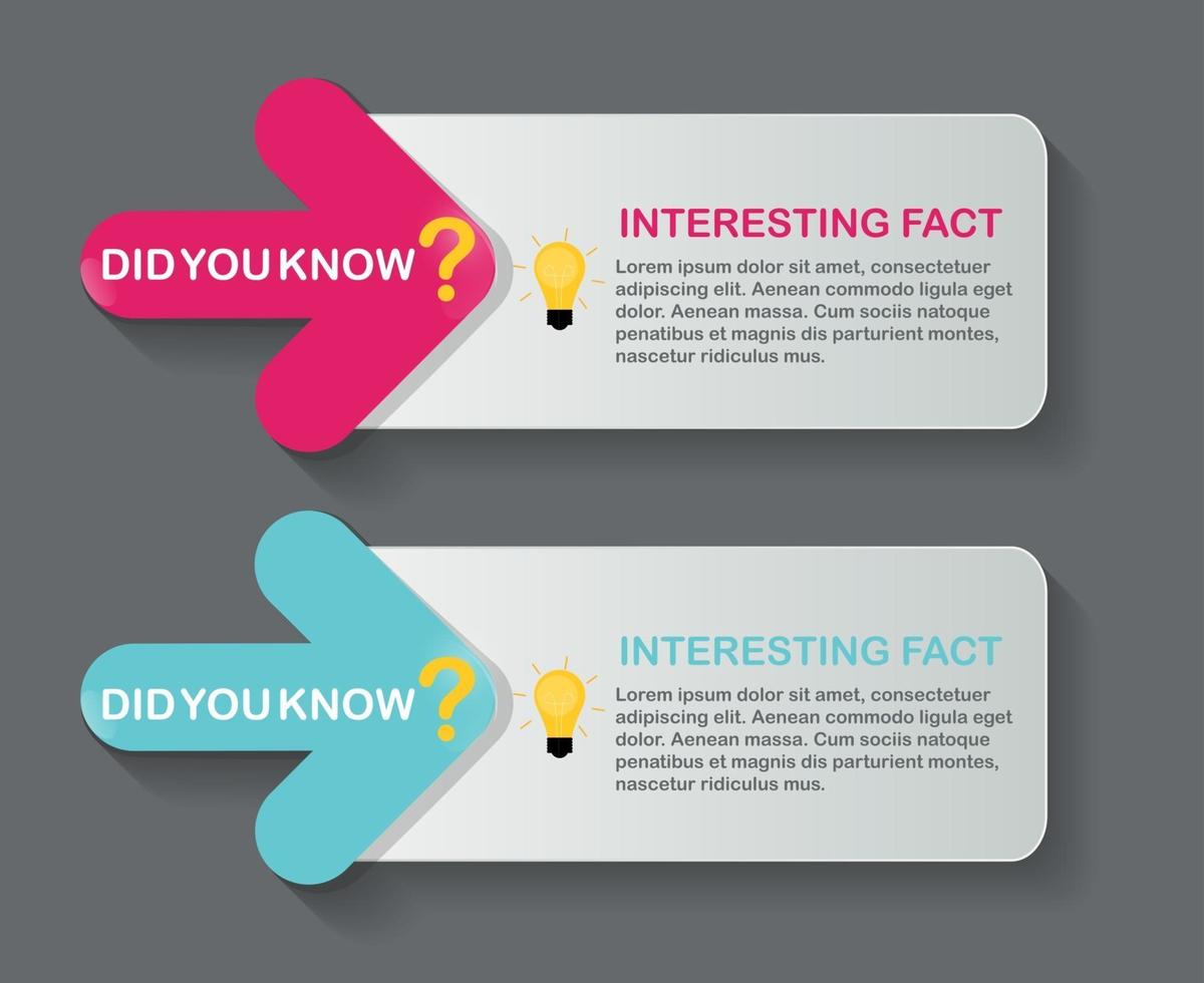 Did you know interesting fact label sticker set. Vector Illustration