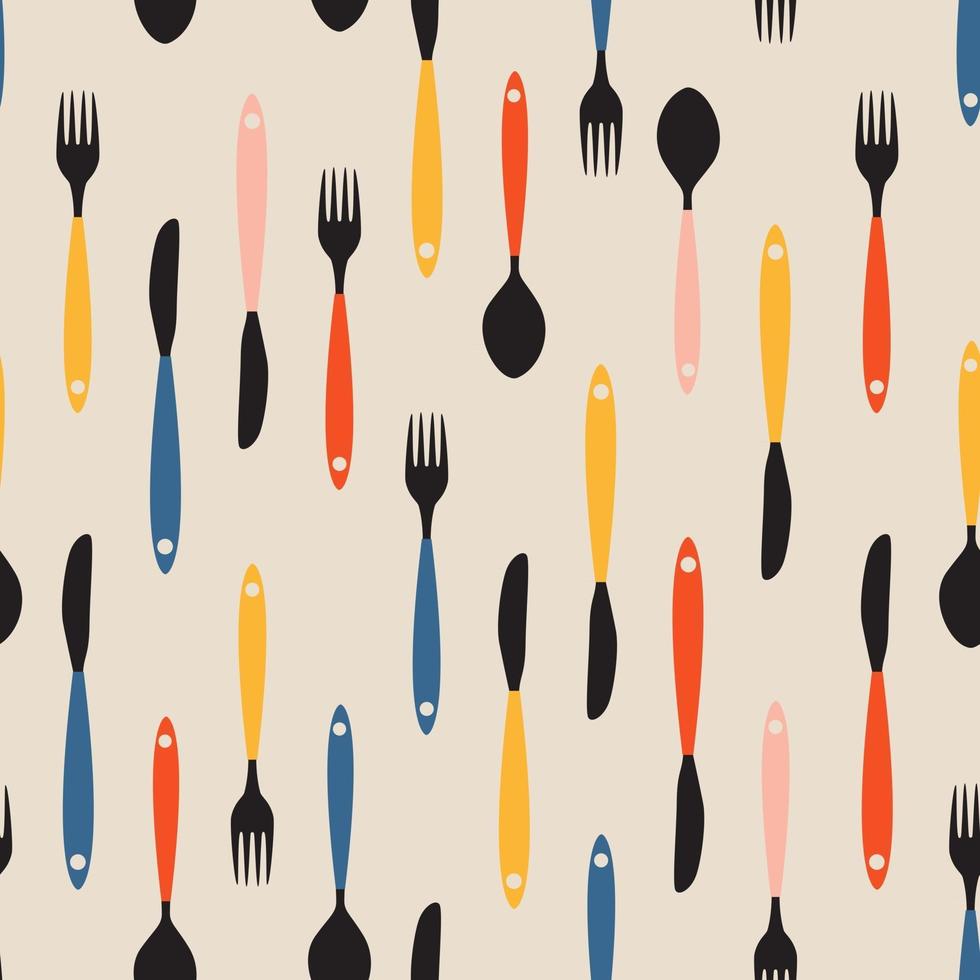 Seamless Pattern with Forks, Spoons end Knifes. Vector Illustration