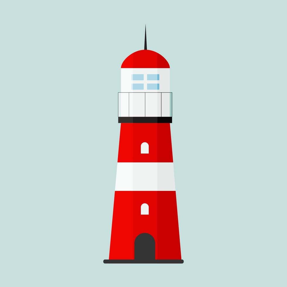 Searchlight Lighthouse towers for marine navigation of ships icon. Vector Illustration