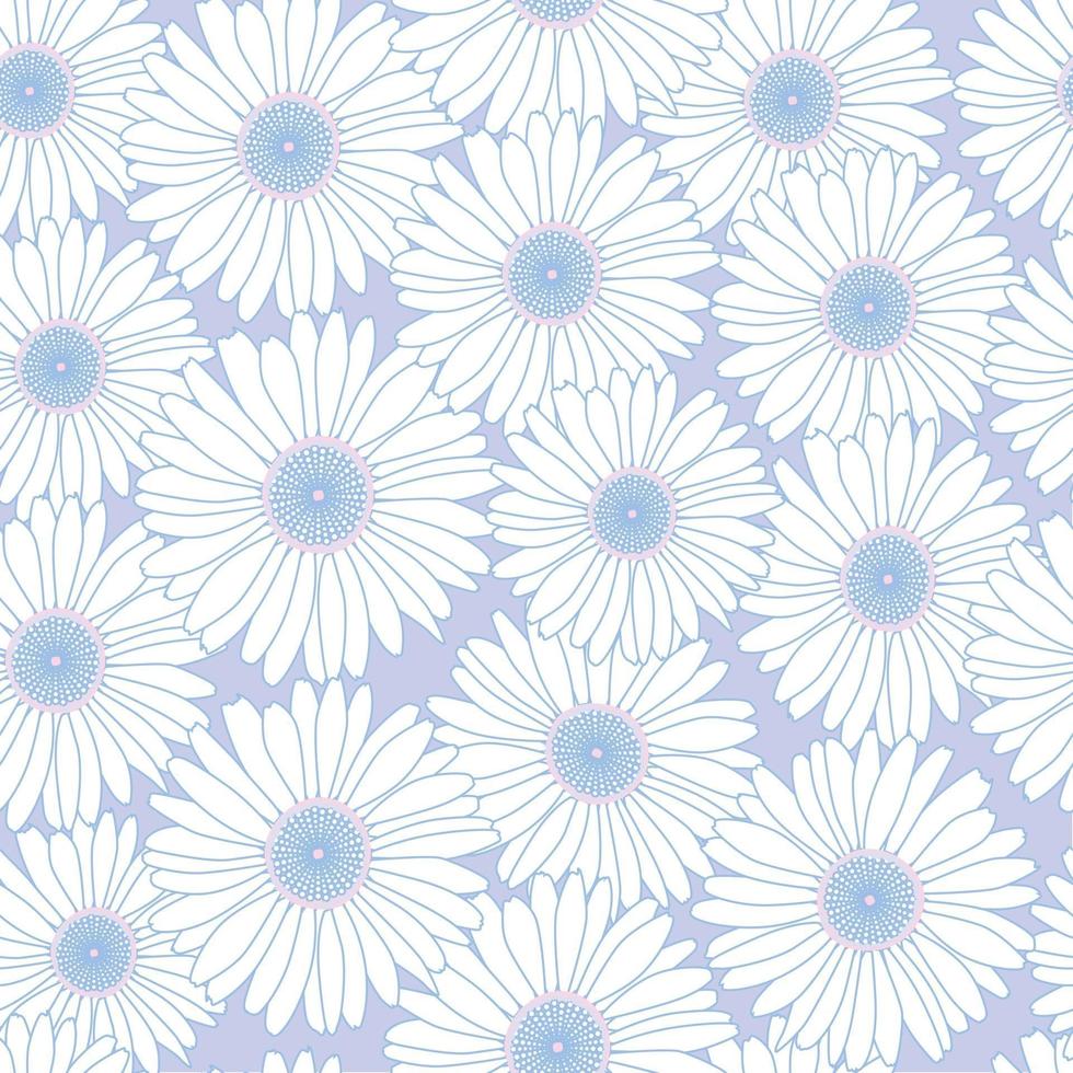 Floral pattern. Flower chamomlie seamless background. Flourish ornamental garden vector