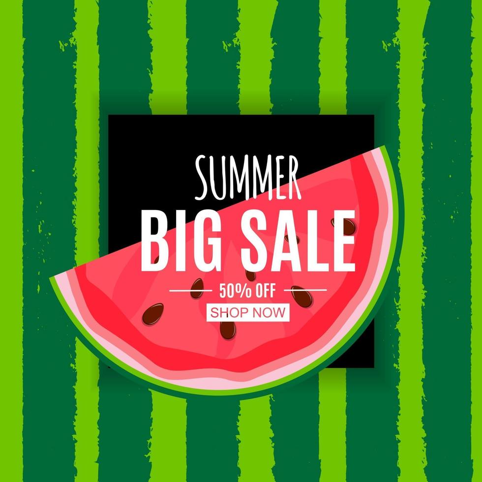 Abstract Summer Sale Background with Watermelon. Vector Illustration