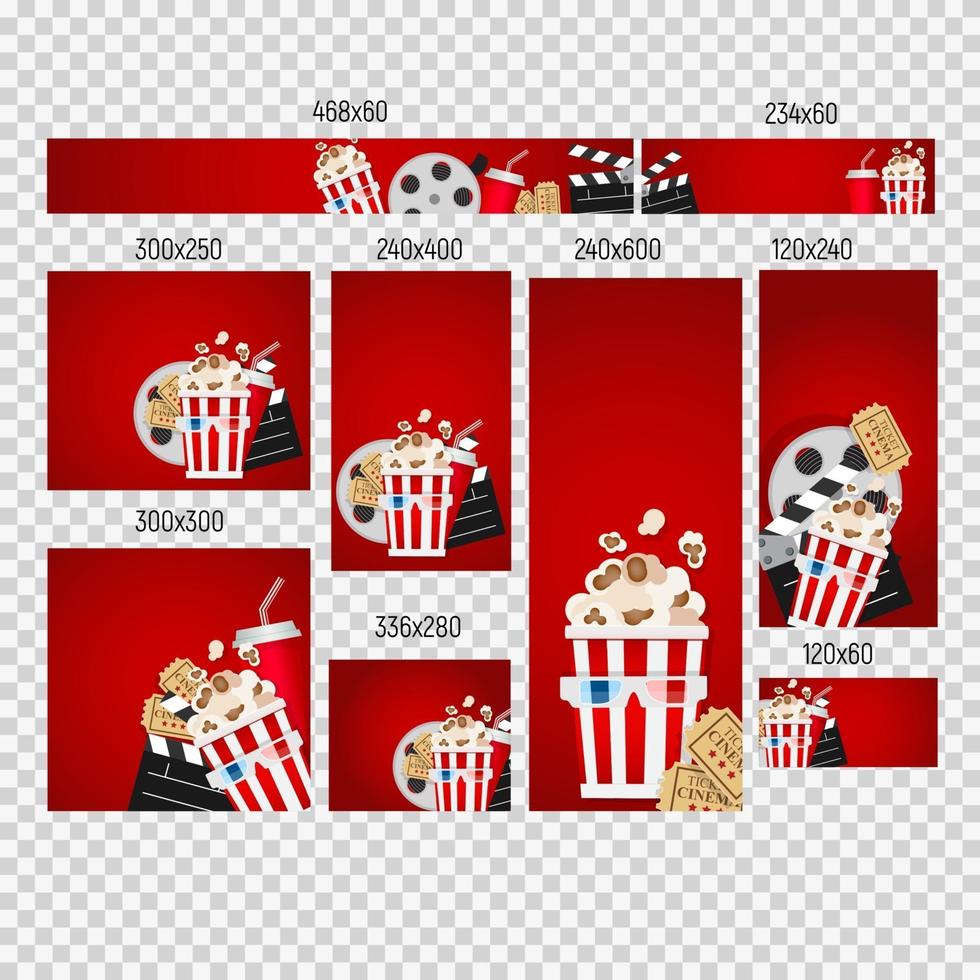 Banners of different sizes with Cinema Collection Set. Vector illustration