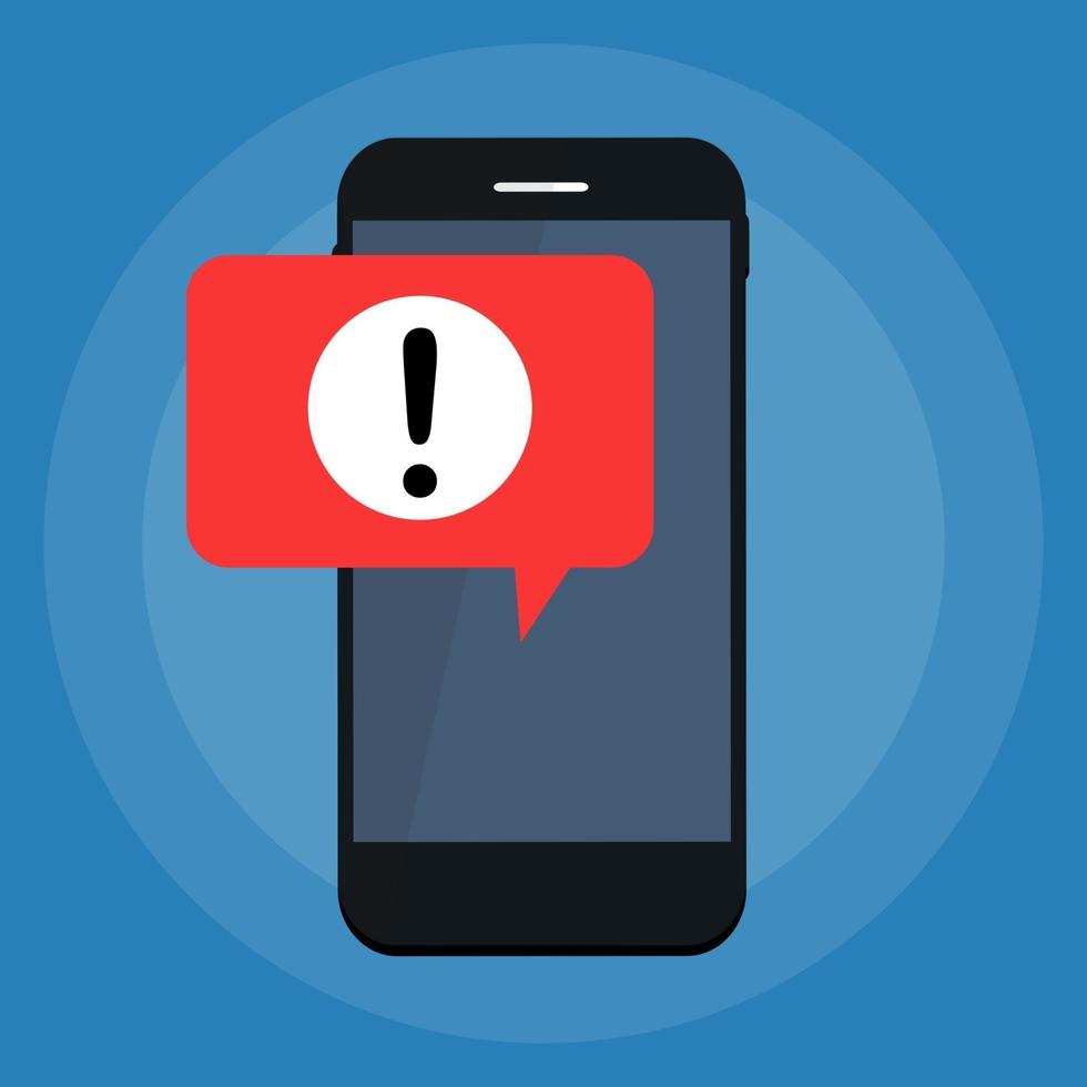 Alert message mobile notification on the smartphone screen concept. Vector illustration