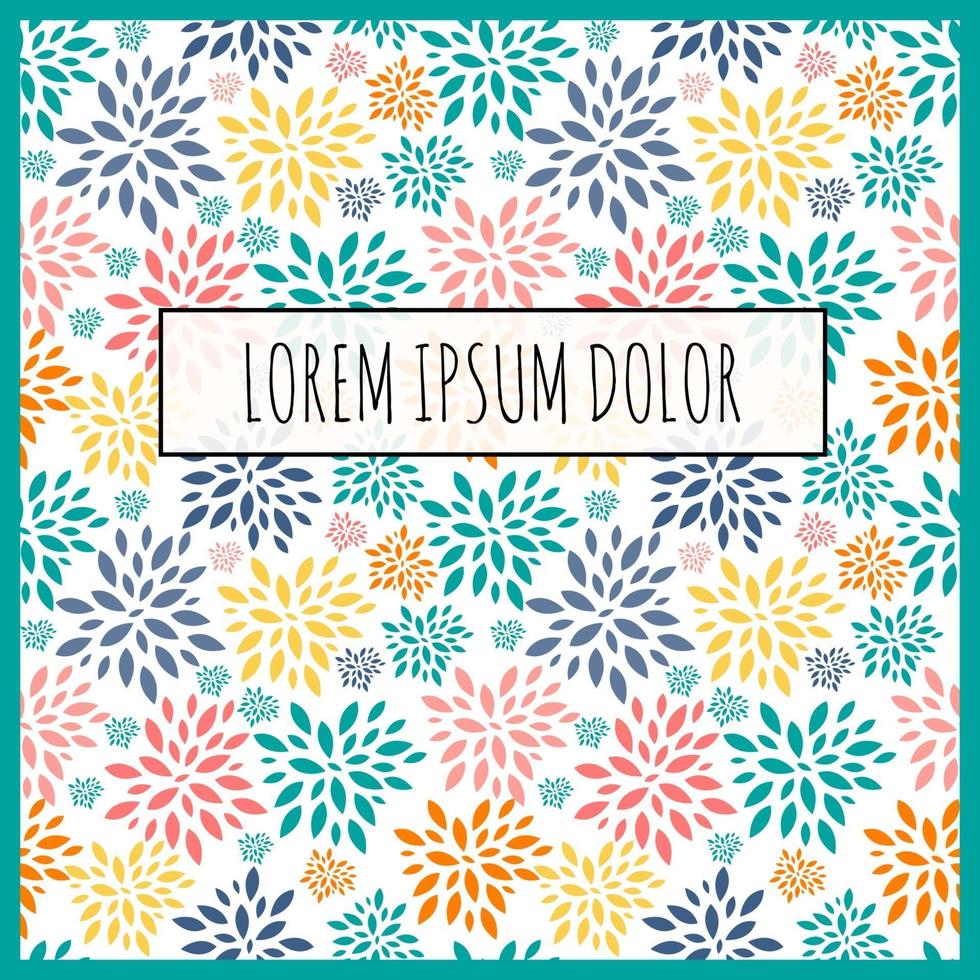Abstract Spring Flower Pattern with Frame and Sample Text. Vector Illustration
