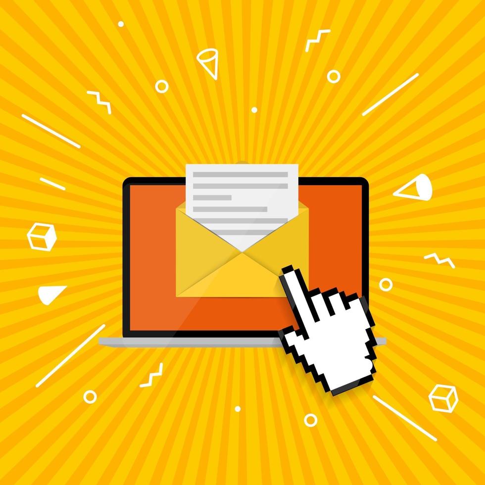 New Email on the laptop screen notification concept. Vector illustration