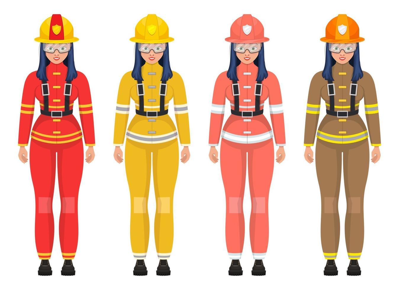 Ilustración de diseño de vector de mujer bombero aislado sobre fondo blanco