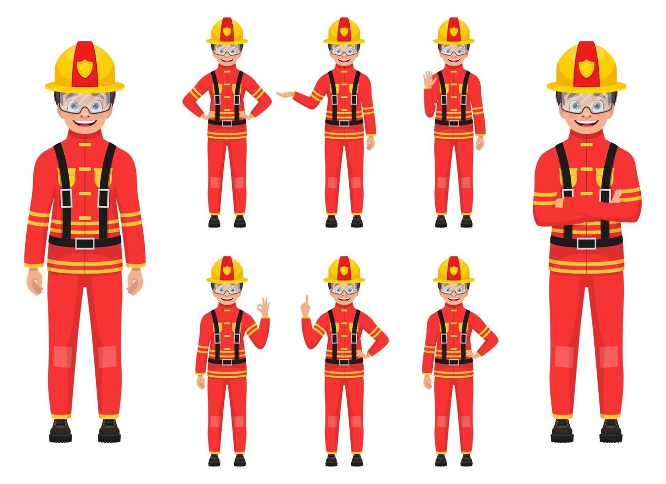 Boy firefighter vector design illustration isolated on white background