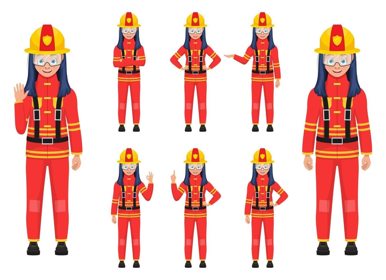 Girl firefighter vector design illustration isolated on white background