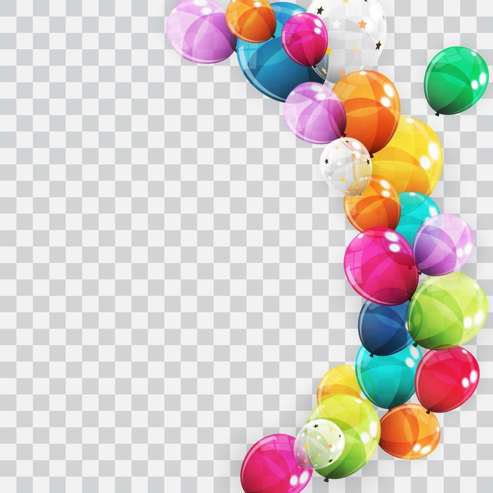 Color Glossy Happy Birthday Balloons Banner Background Vector Illustration