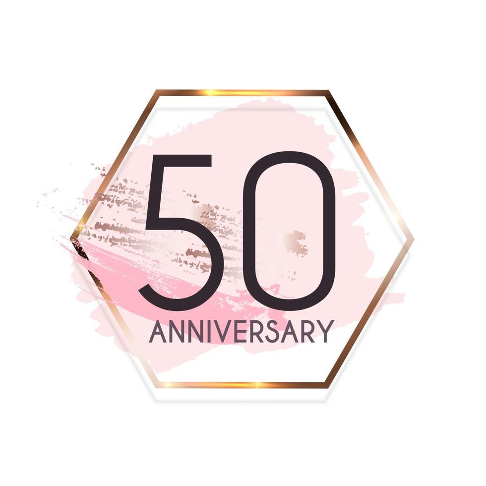 Celebrating 50 Anniversary emblem template design with gold numbers poster background. Vector Illustration