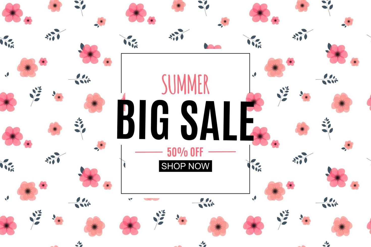 Abstract Summer Sale Background with Frame. Vector Illustration