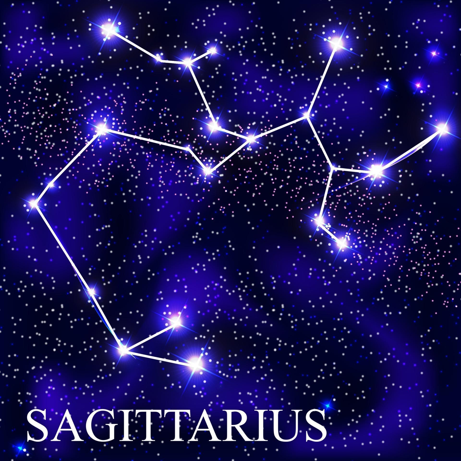 Sagittarius Zodiac Sign with Beautiful Bright Stars on the Background