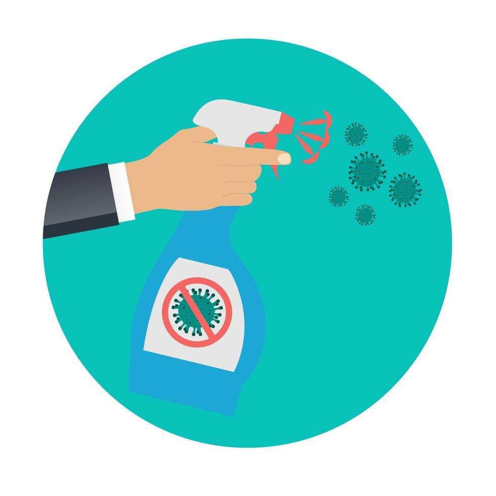 Bottle dispenser with disinfection proposal for killing MERS-Cov, COVID-19, Novel coronavirus, 2019-nCoV, Vector Illustration