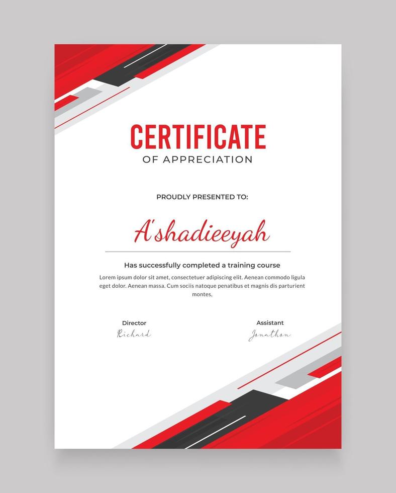 Elegent modern and geometric certificate design with abstract shape for corporate, diploma, graduate or school vector