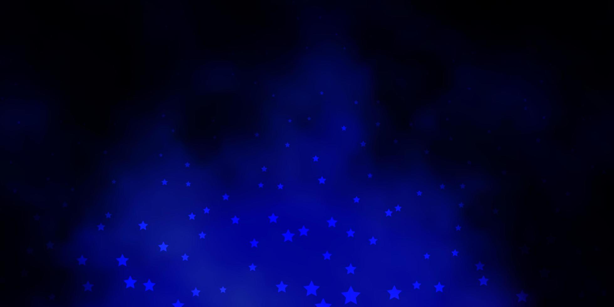 Fondo de vector azul oscuro con estrellas pequeñas y grandes