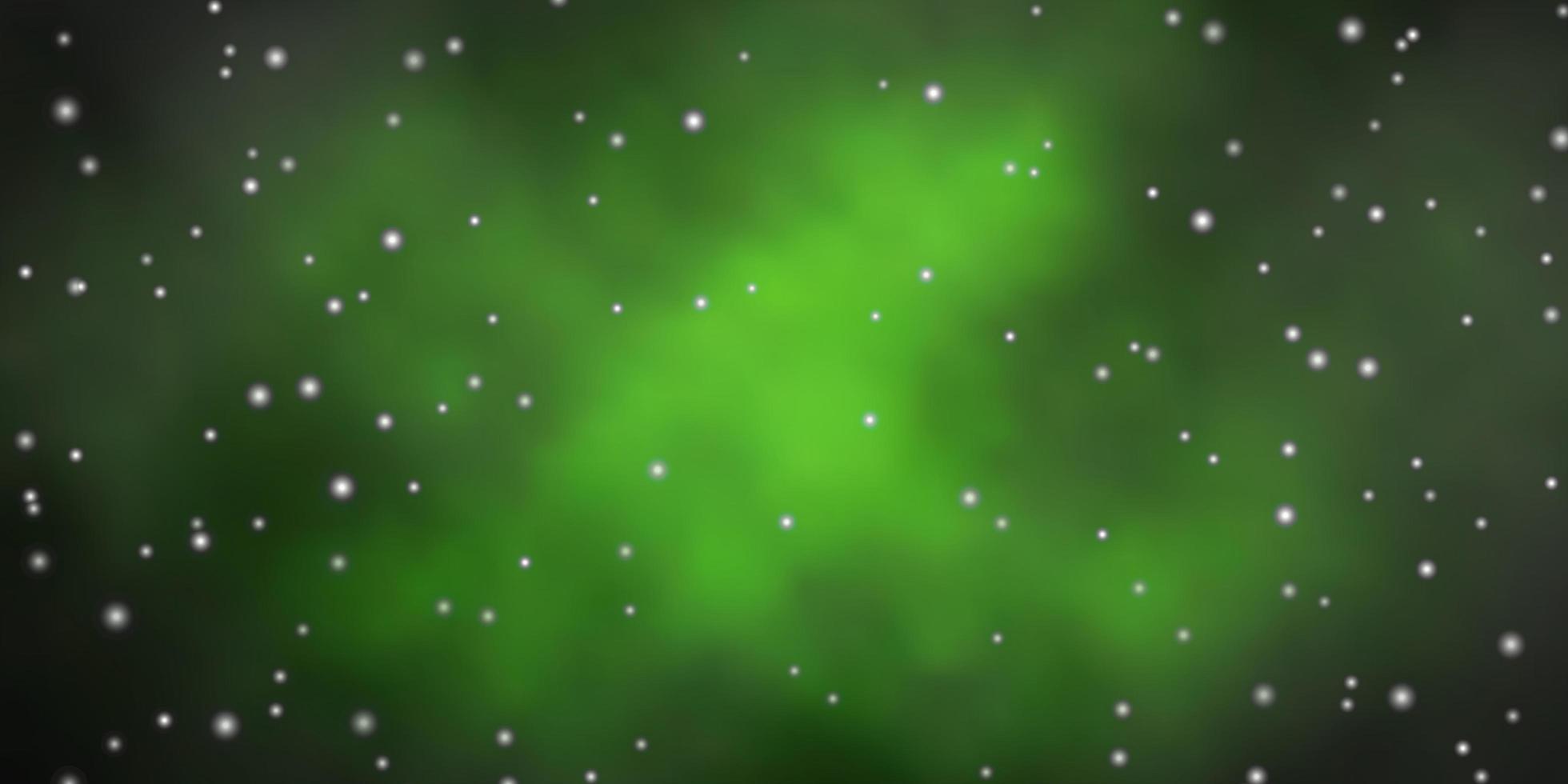 Fondo de vector verde oscuro con estrellas pequeñas y grandes. Ilustración colorida brillante con estrellas grandes y pequeñas. diseño para la promoción de su negocio.