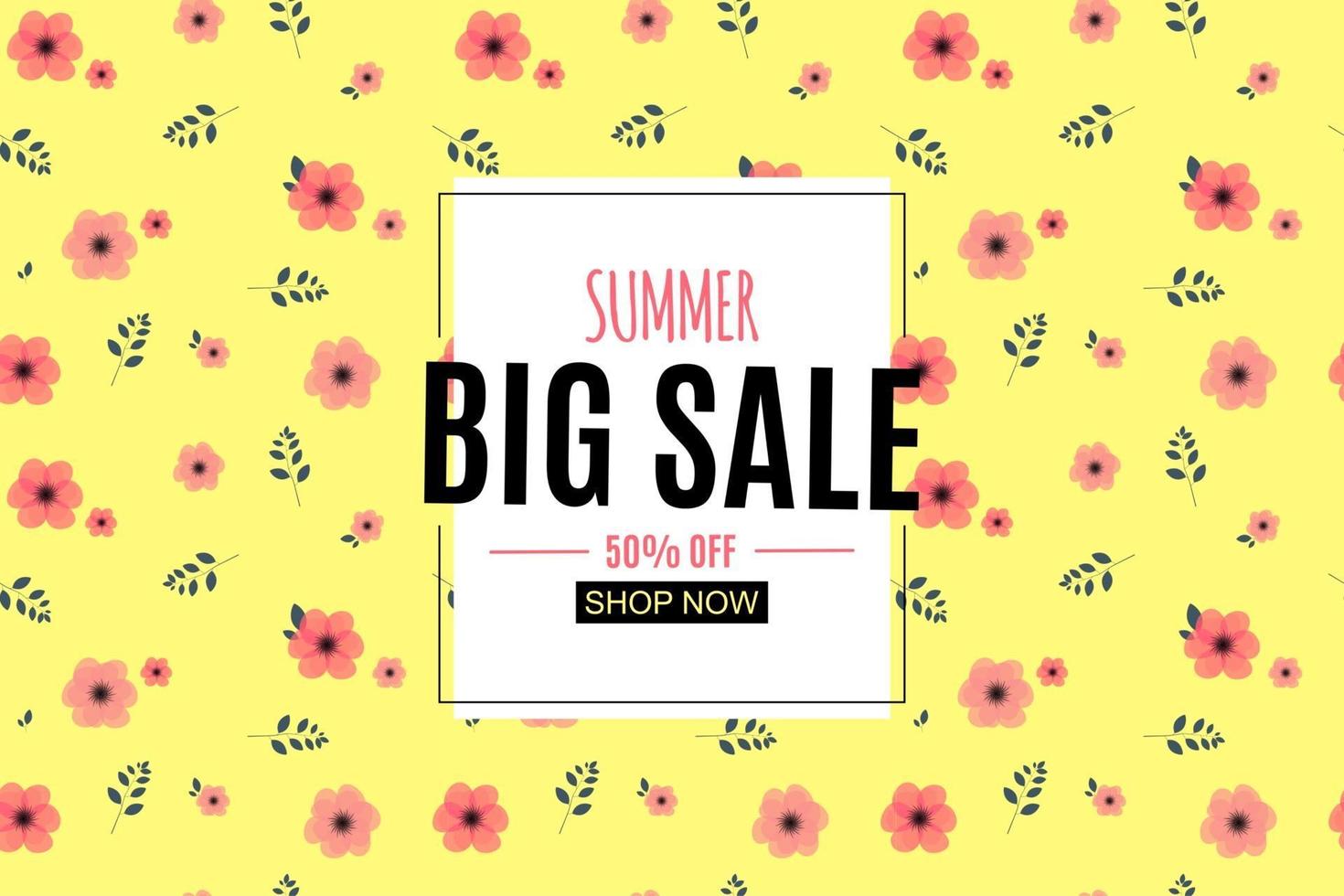 Abstract Summer Sale Background with Frame. Vector Illustration