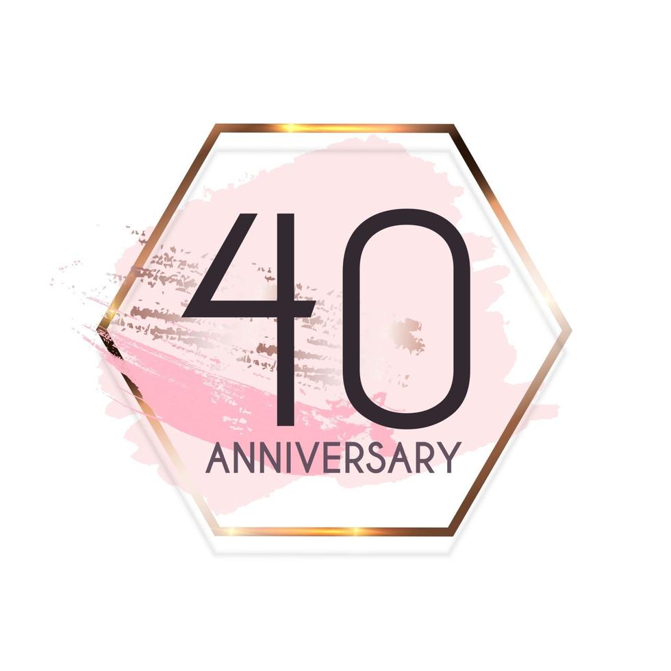 Celebrating 40 Anniversary emblem template design with gold numbers poster background. Vector Illustration