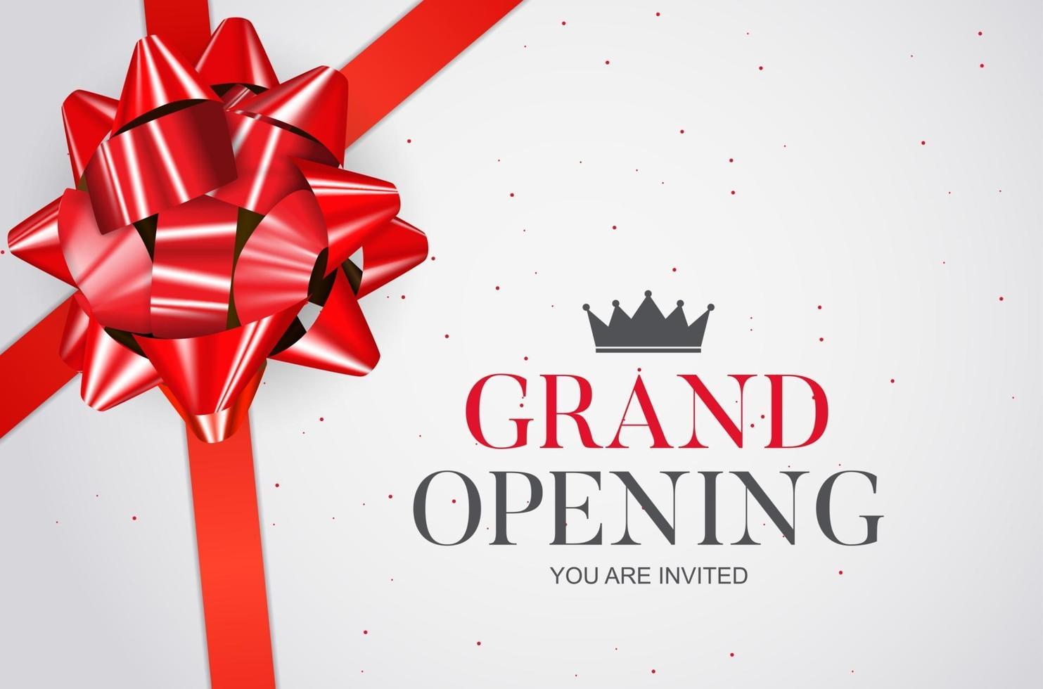 Grand Opening Card with Ribbon Background. Vector Illustration