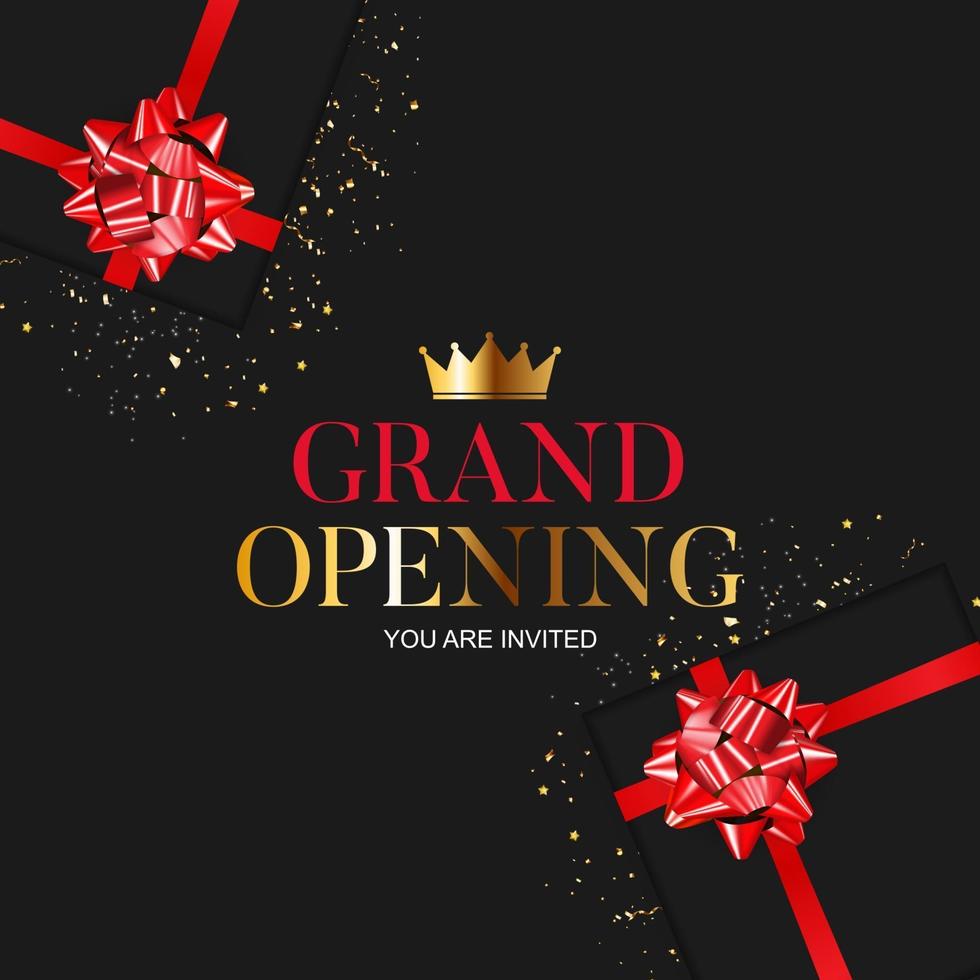 Grand Opening Card with Ribbon Background. Vector Illustration
